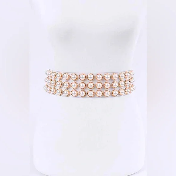 Accessories | Clear Pearl Stud Statement Belt | Poshmark display picture 1
